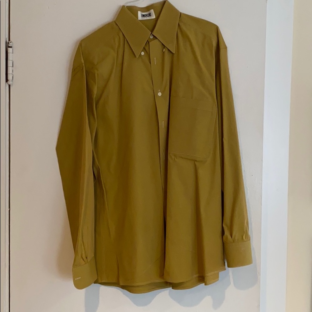 Lazo greenish taupe button-down shirt (L)